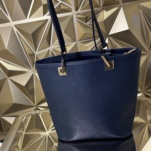 Chic Navy Tote Bag with Gold Accents